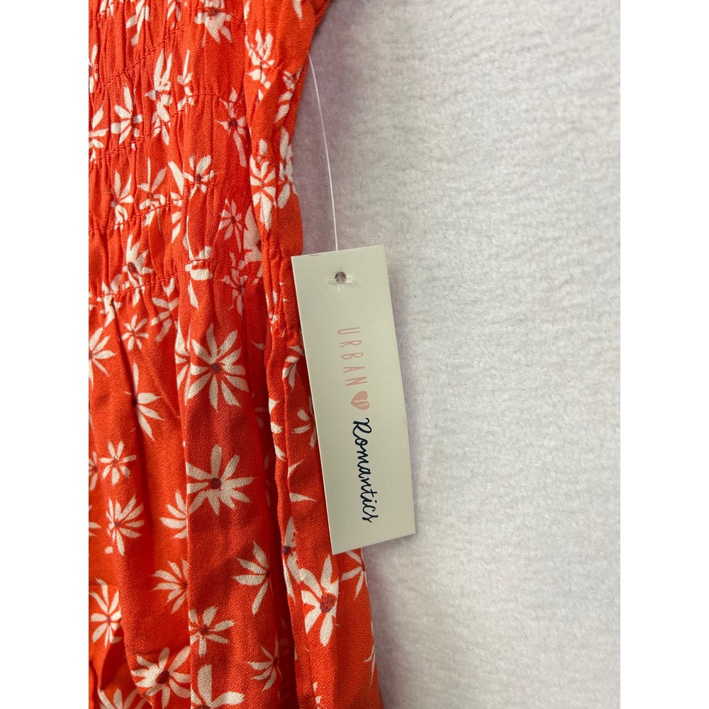 Urban Romantics Smocked Floral Cami Tank Top Orange White Daisy Print Women's‎ S - Picture 8 of 9
